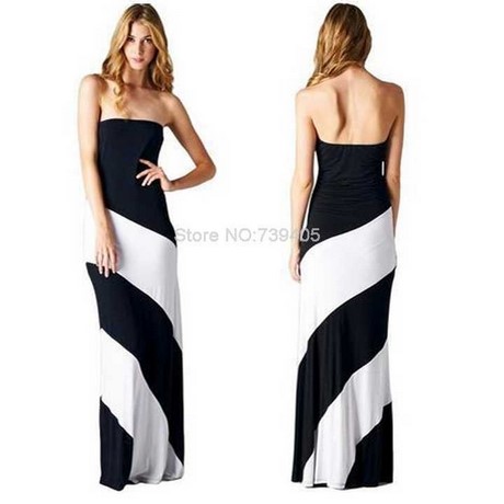 Zwart wit gestreepte lange jurk zwart-wit-gestreepte-lange-jurk-71_10