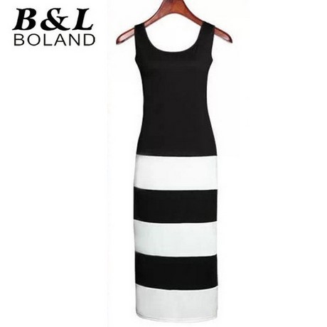Zwart wit gestreepte lange jurk zwart-wit-gestreepte-lange-jurk-71_17