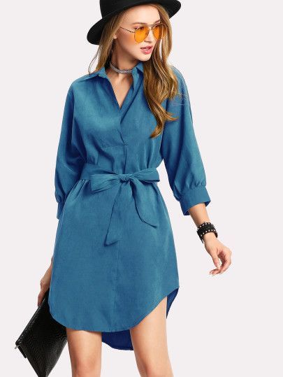 Blauwe jurk met korte mouw blauwe-jurk-met-korte-mouw-87_10