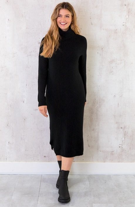 Gebreide jurk zwart met col gebreide-jurk-zwart-met-col-78_13
