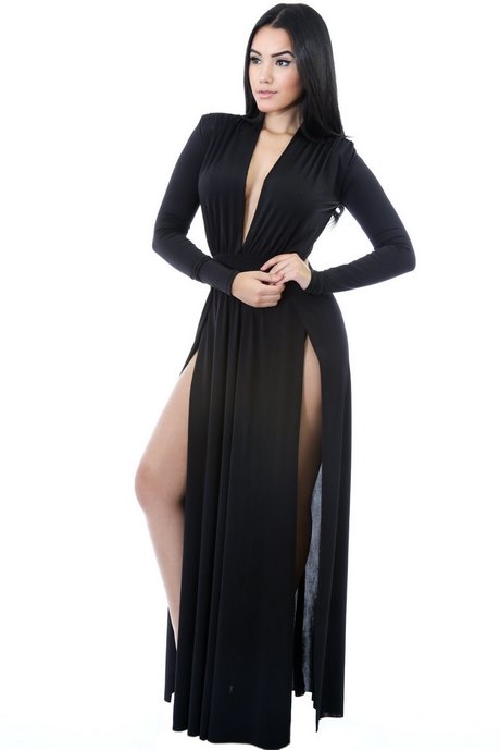 Lange jurk zwart met split lange-jurk-zwart-met-split-67_9