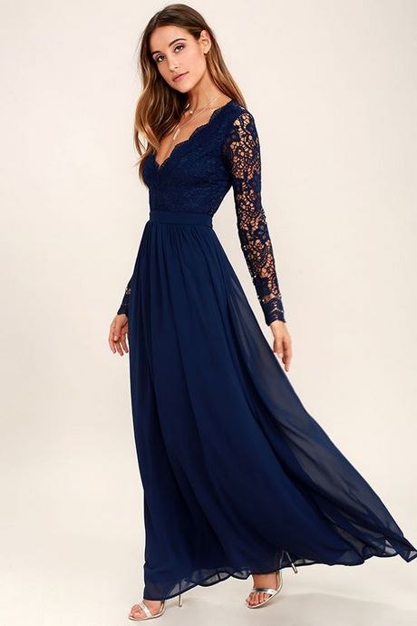 Marineblauwe jurk met lange mouwen marineblauwe-jurk-met-lange-mouwen-50_10