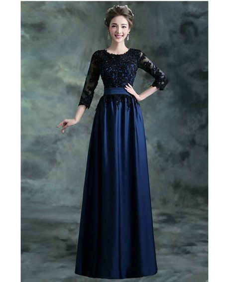 Marineblauwe jurk met lange mouwen marineblauwe-jurk-met-lange-mouwen-50_14