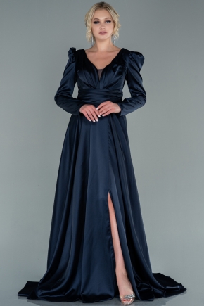 Marineblauwe jurk met lange mouwen marineblauwe-jurk-met-lange-mouwen-50_6