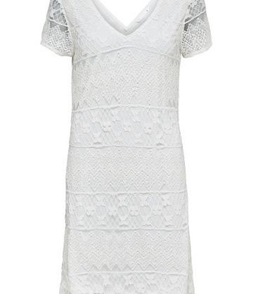 Korte witte jurk kant