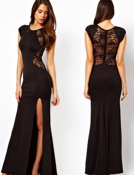 Zwarte lange jurk met kanten mouwen zwarte-lange-jurk-met-kanten-mouwen-45_4