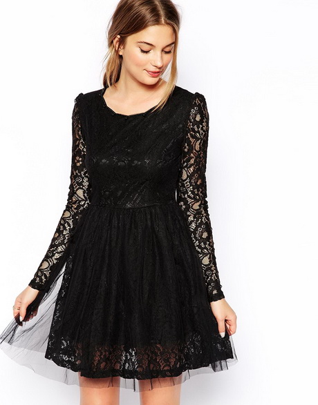 Zwarte jurk met kanten mouwen zwarte-jurk-met-kanten-mouwen-22_6