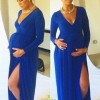 Koninklijke blauwe moederschap jurk