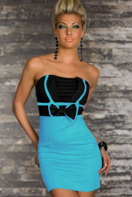 Blauwe strapless jurk blauwe-strapless-jurk-60-16