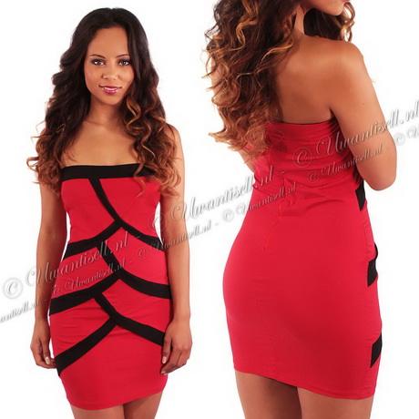 Strapless jurk rood strapless-jurk-rood-97-6