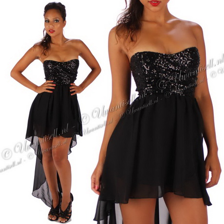 Zwarte strapless jurk