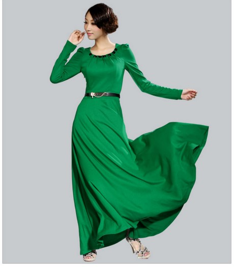 Groene jurken met lange mouwen