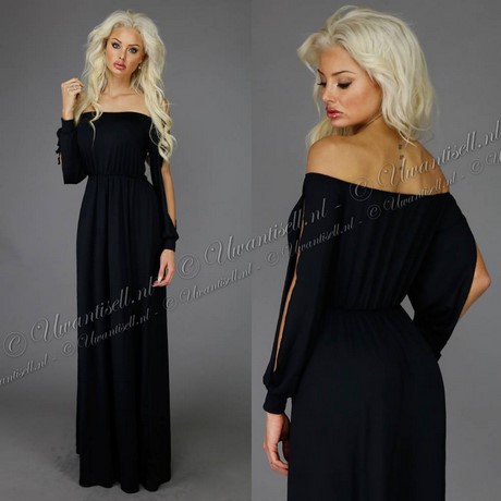 Zwarte maxi jurk met lange mouwen zwarte-maxi-jurk-met-lange-mouwen-24_13