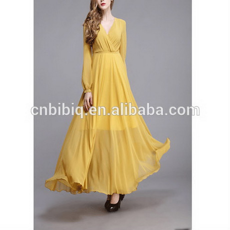 Gele lange jurk
