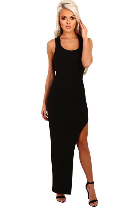 Lange jurk zwart met split lange-jurk-zwart-met-split-67_5