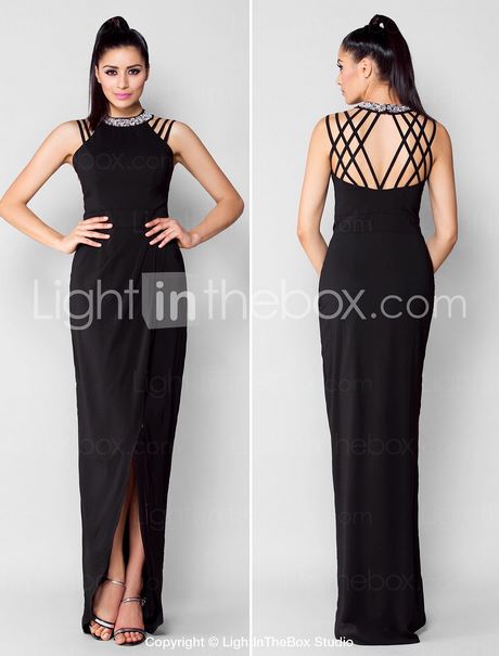 Strakke zwarte jurk met split strakke-zwarte-jurk-met-split-84