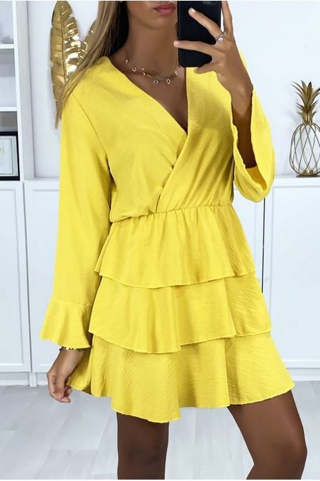 Gele jurk lange mouwen