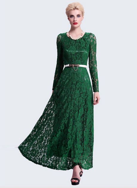 Groene jurk met lange mouwen groene-jurk-met-lange-mouwen-96_10