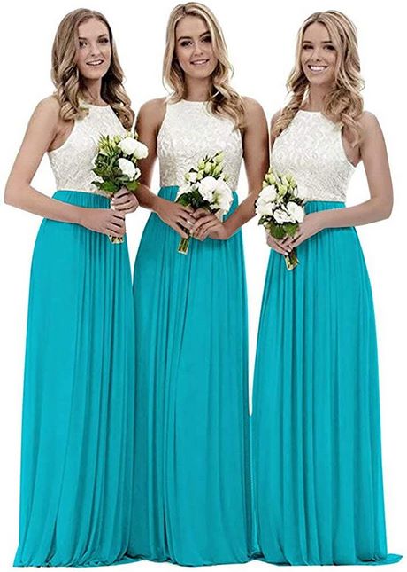 Turquoise blauwe bruidsmeisje jurken