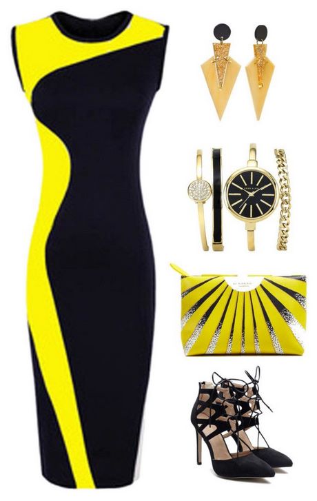 Zwarte en gele jurk