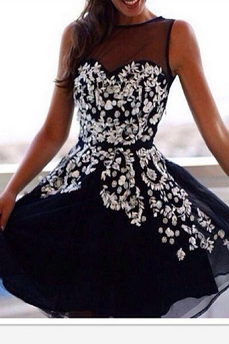 Zwart-wit korte prom jurken