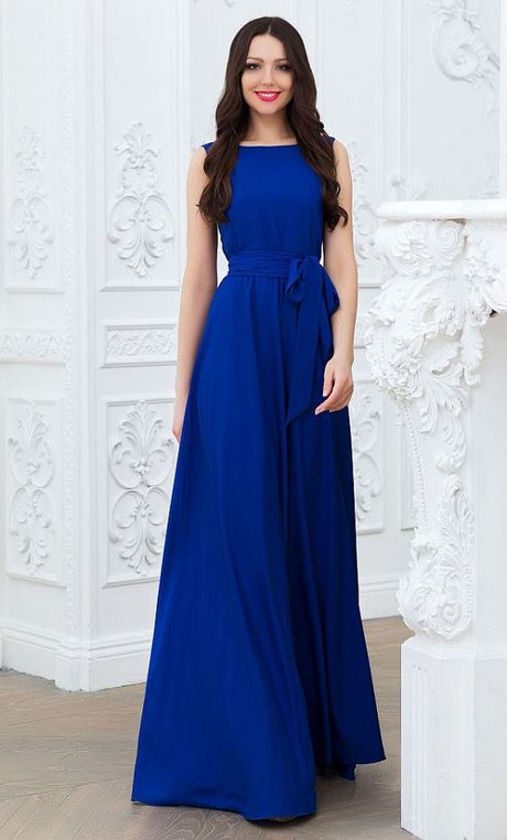 Kobaltblauwe jurk lang