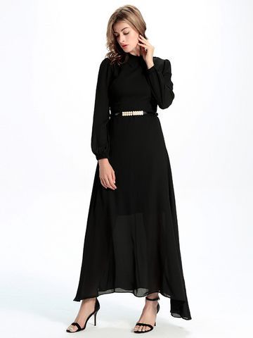 Zwarte lange jurk met kanten mouwen zwarte-lange-jurk-met-kanten-mouwen-45_7