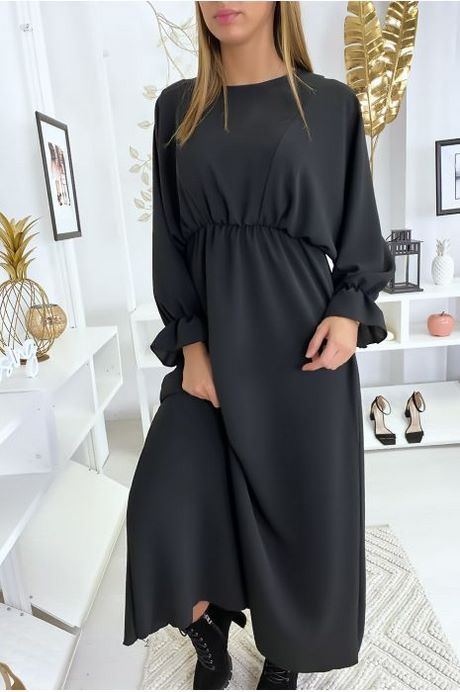 Lange zwarte jurk met col lange-zwarte-jurk-met-col-26