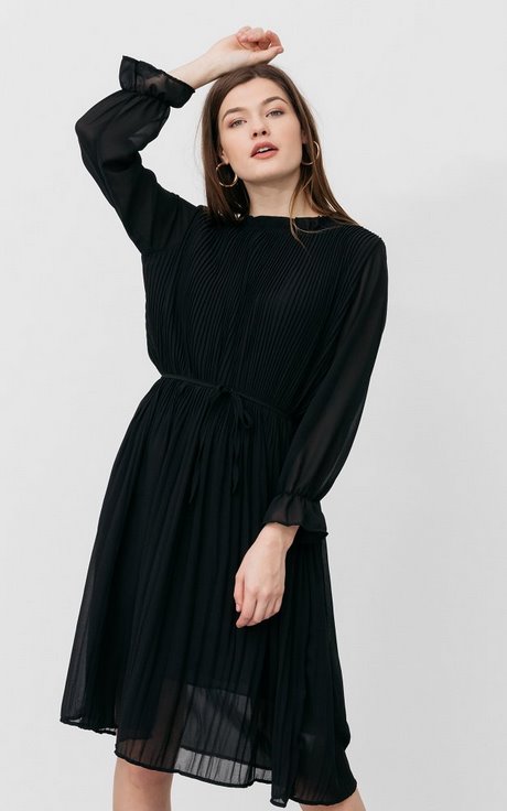 Plisse jurk zwart