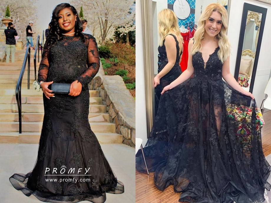 Black lace prom dresses 2023