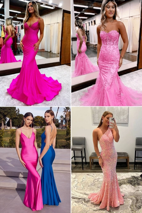 Roze zeemeermin prom dresses 2024