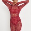 Rode mesh jurk