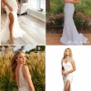Lange witte prom dresses 2024